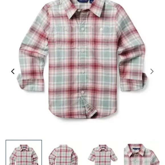 Janie and Jack Pink Plaid Button-Up - Picture 7 of 8